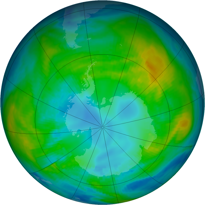 Antarctic ozone map for 21 April 1980